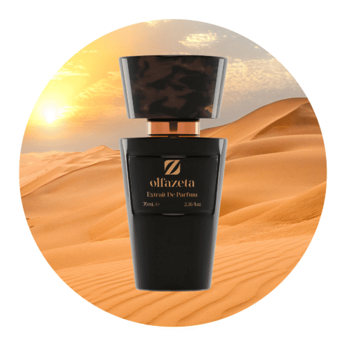 Flakon eines exklusiven Parfums für Ihn auf einem eleganten Marmortisch